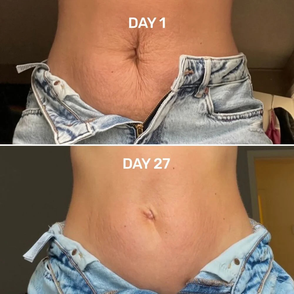 Before and after with the FLAT OUT formula